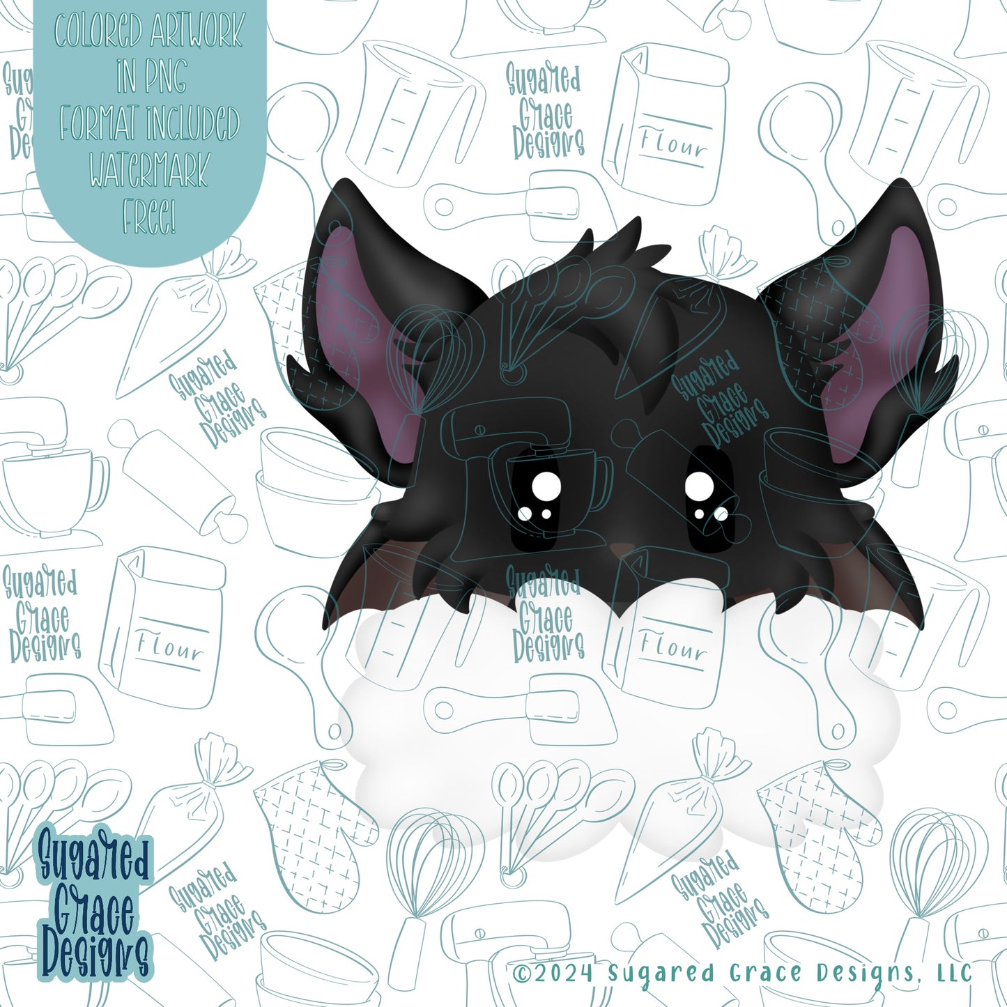 Bat Plaque Cookie Cutter STL Files for 3D Printing with Matching Printable PNG Images for Edible Ink Printers Including Eddie