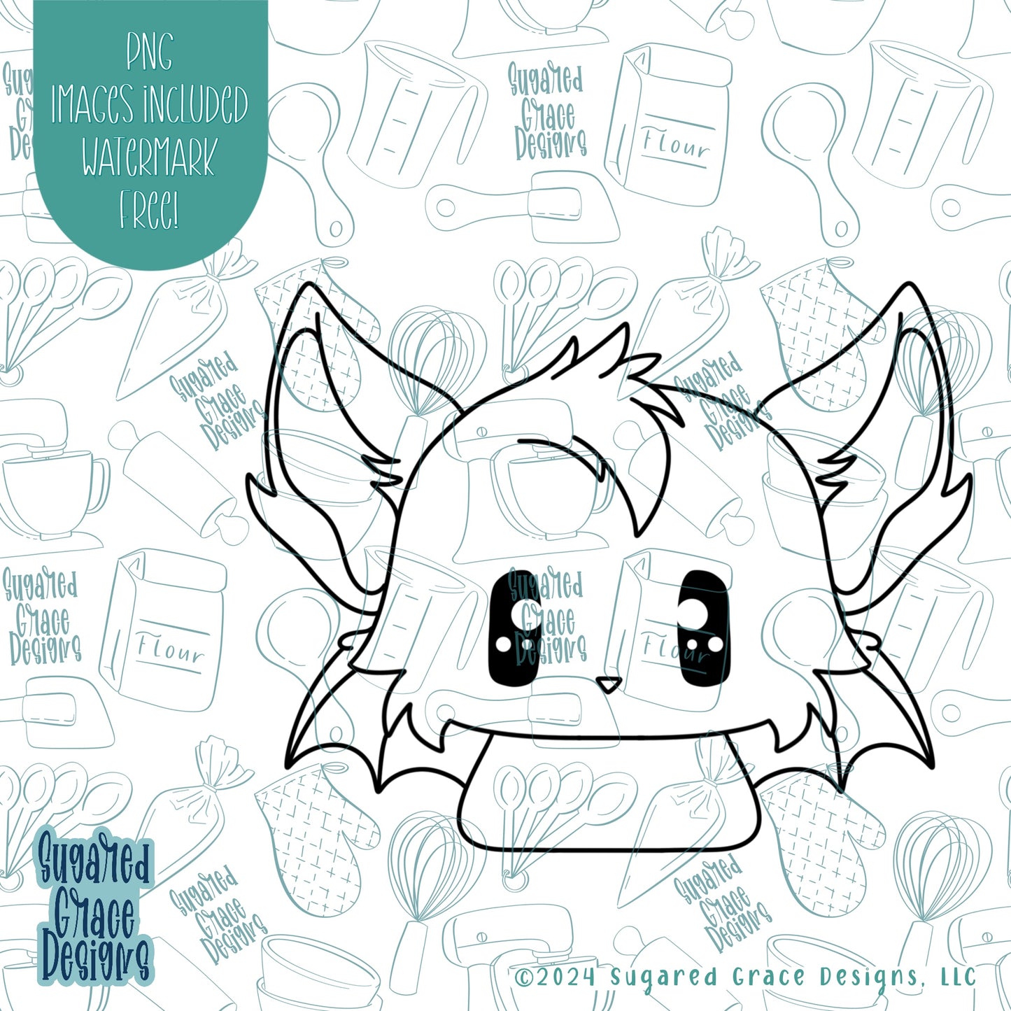 Bat Cookie Cutter with Matching Printable PNG Images for Edible Ink Printers Including Eddie