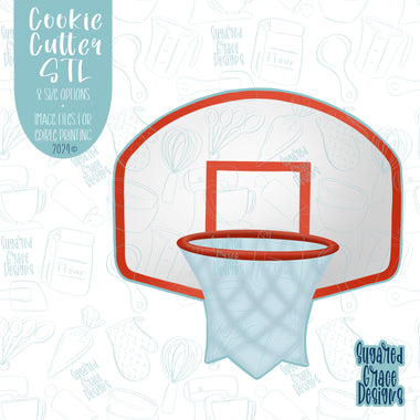 Basketball Backboard Cookie Cutter STL Files for 3D Printing with Matching Printable PNG Images for Edible Ink Printers Including Eddie