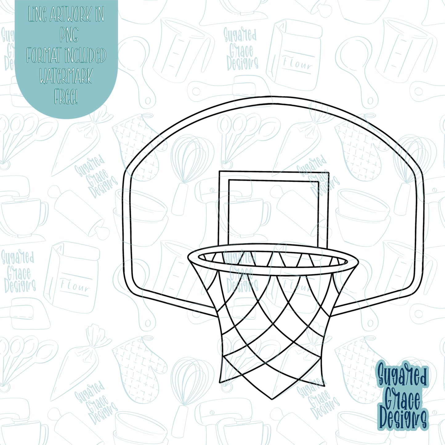 Basketball Backboard Cookie Cutter STL Files for 3D Printing with Matching Printable PNG Images for Edible Ink Printers Including Eddie