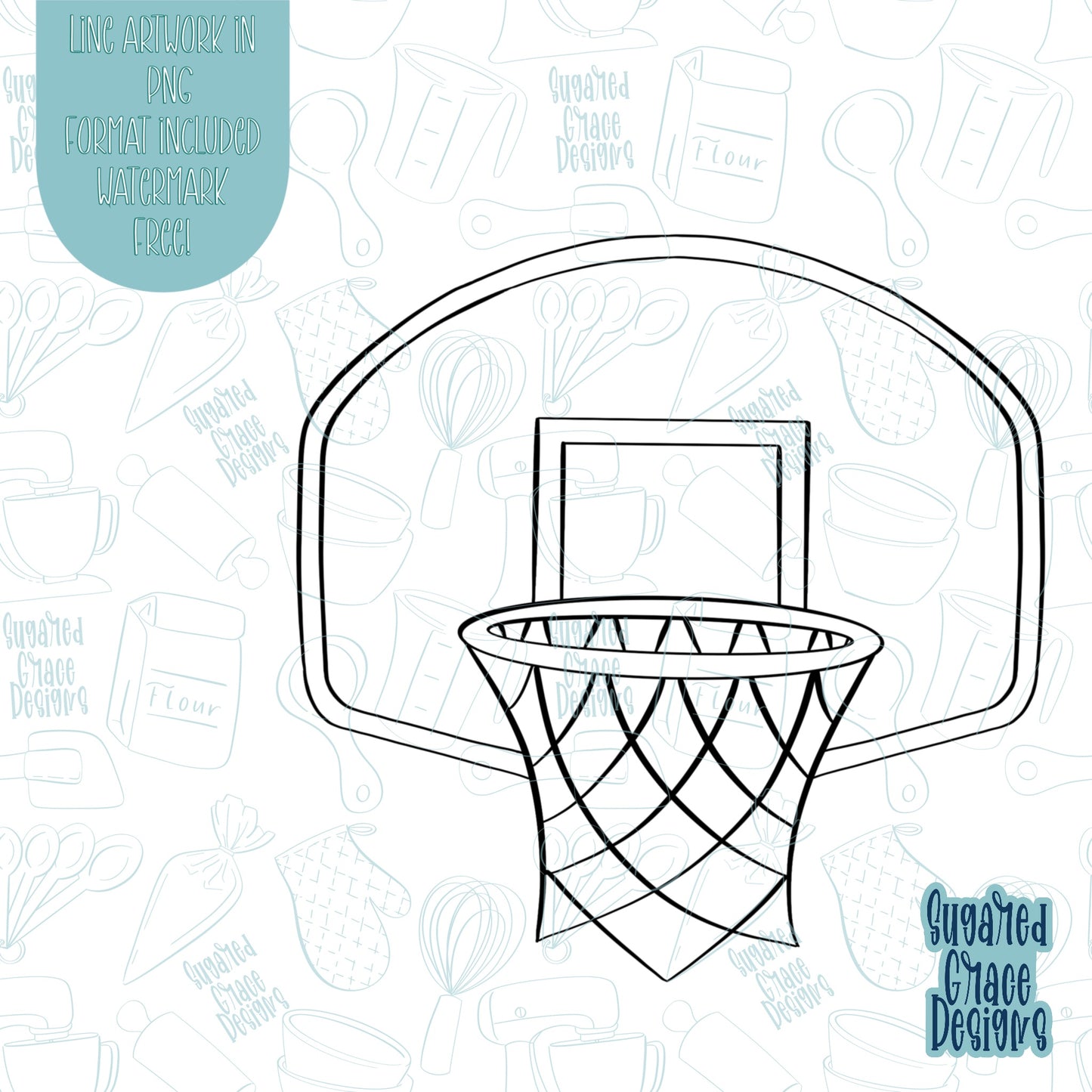 Basketball Backboard Cookie Cutter STL Files for 3D Printing with Matching Printable PNG Images for Edible Ink Printers Including Eddie