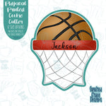 Basketball Hoop Name Tag Cookie Cutter With Matching PNG Images for Edible Ink Printers Including Eddie