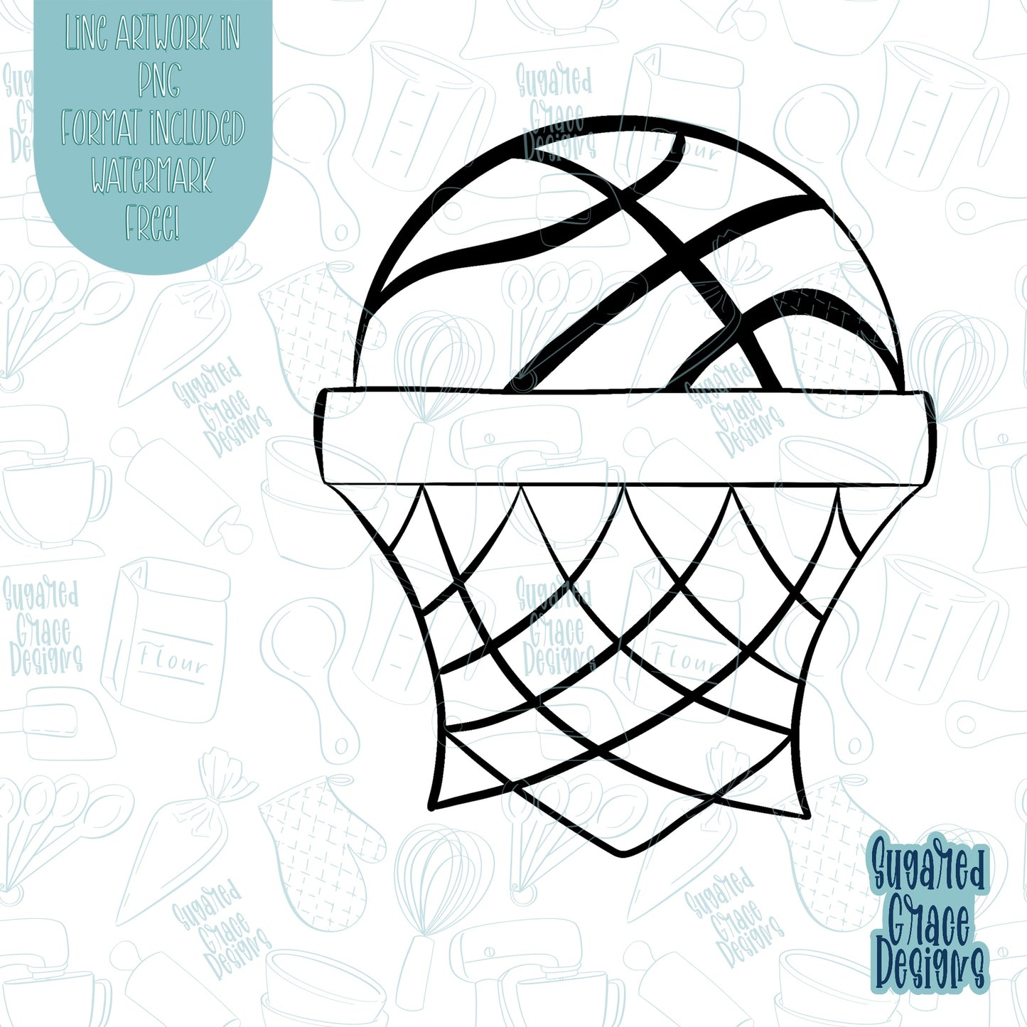 Basketball Hoop Name Tag Plaque Cookie Cutter STL Files for 3D Printing with Matching Printable PNG Images for Edible Ink Printers Including Eddie
