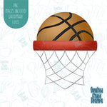 Basketball Hoop Name Tag Cookie Cutter With Matching PNG Images for Edible Ink Printers Including Eddie