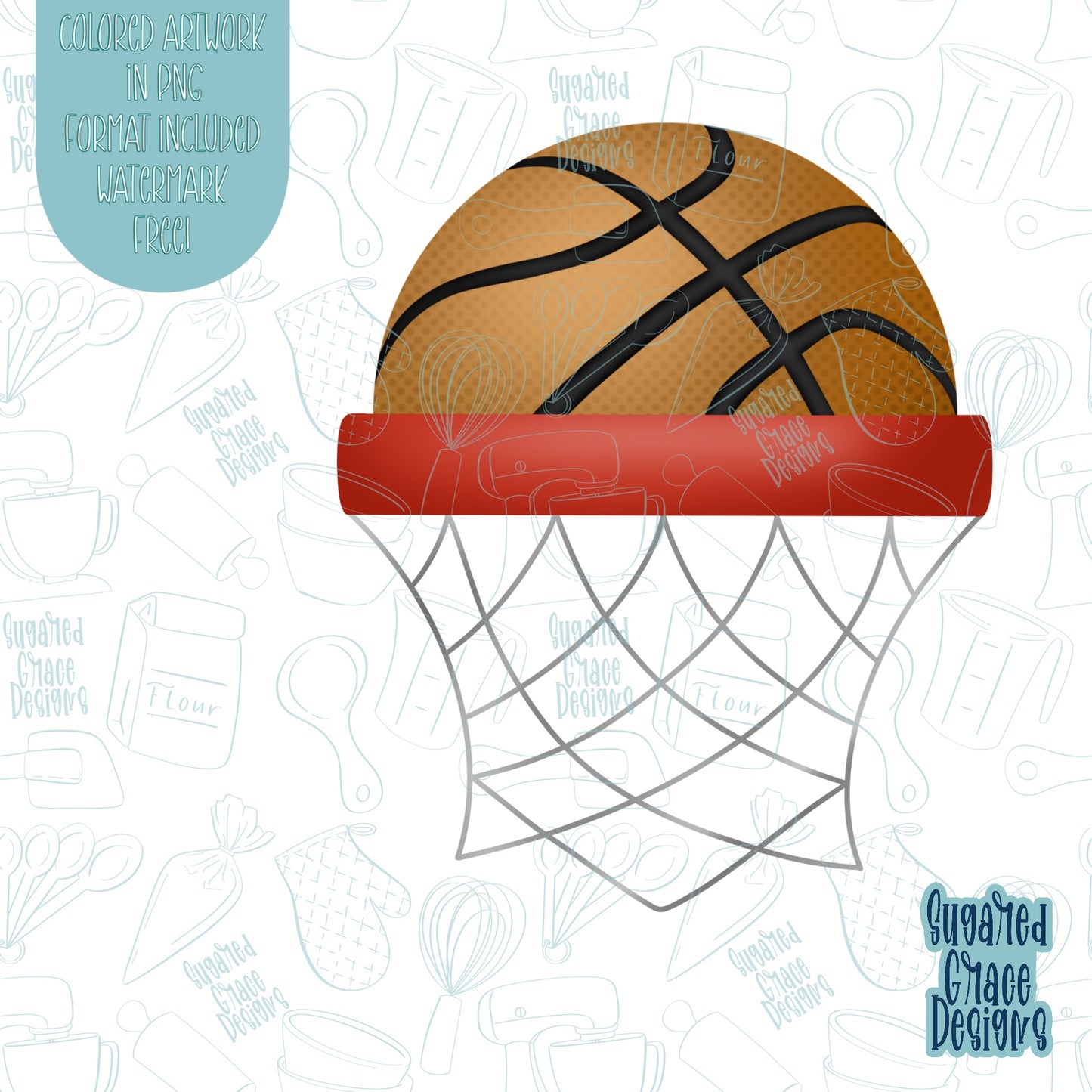 Basketball Hoop Name Tag Plaque Cookie Cutter STL Files for 3D Printing with Matching Printable PNG Images for Edible Ink Printers Including Eddie