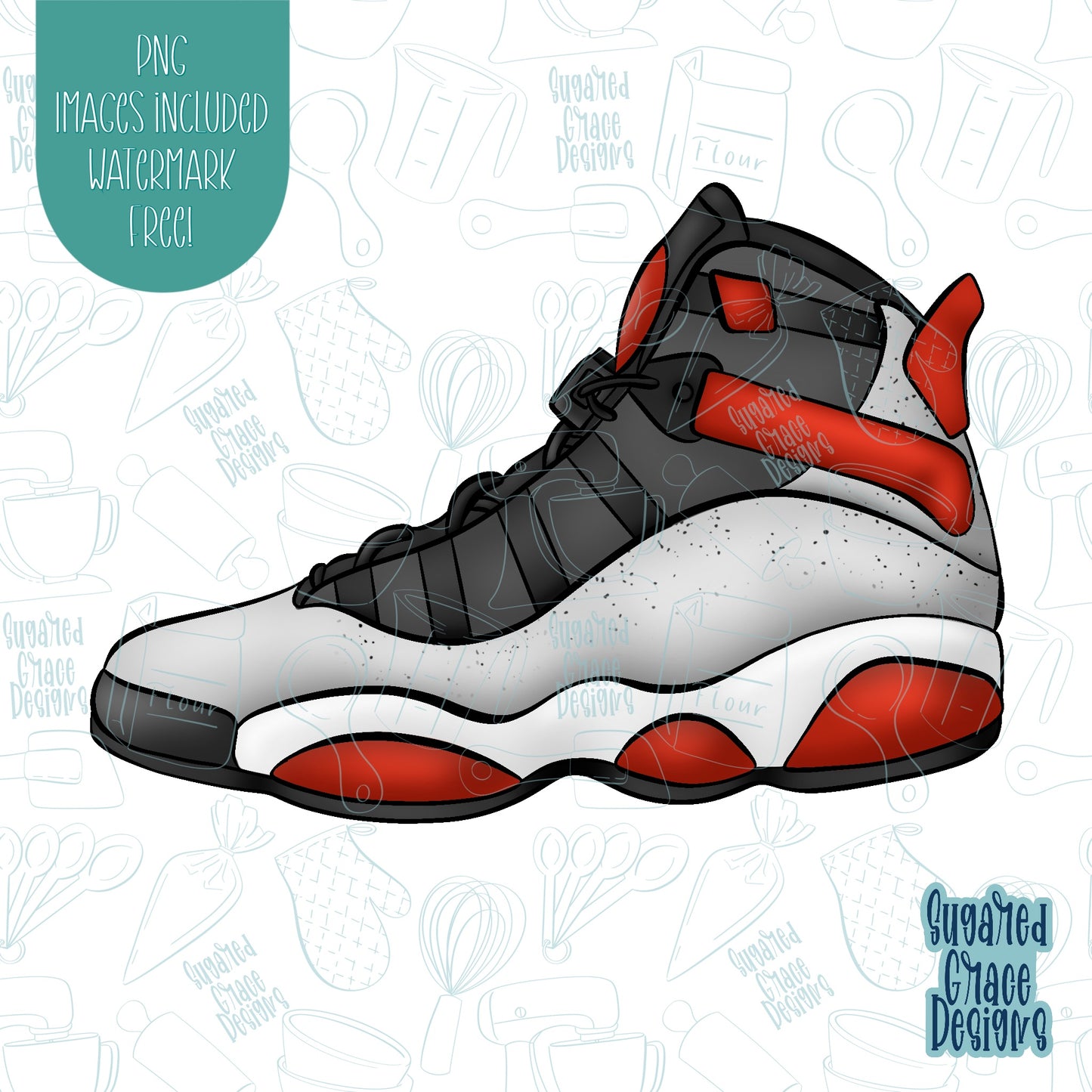 Basketball Shoe Cookie Cutter with Matching PNG Images for Edible Ink Printers Including Eddie