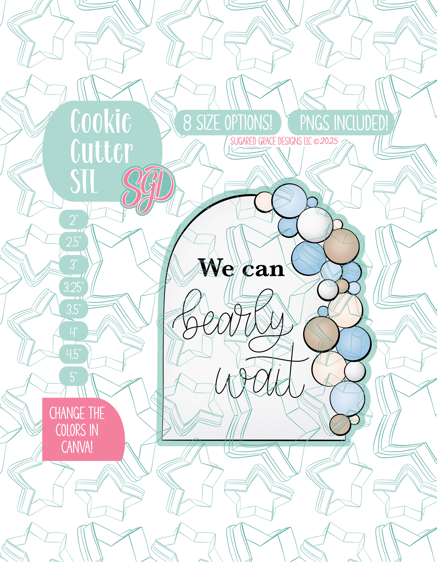 baby Shower Balloon arch Cookie Cutter STL File with PNG Images to Match - For 3D Printing and Edible Ink Printers