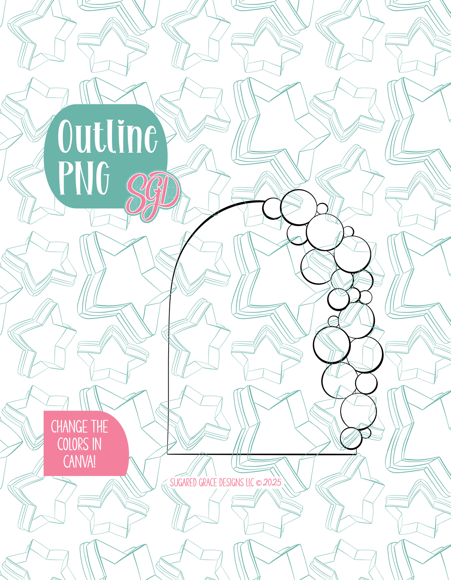 Baby Shower Balloon Arch Cookie Cutter Plaque with PNG Images to Match - Hand Drawn Graphics for Edible Ink Printers