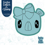 Bear with Bow Cookie Cutter and Stamp for Fondant Decorating