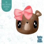 Bear with Bow Cookie Cutter with Matching PNG Images for Edible Ink Printers Including Eddie