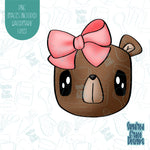 Bear with Bow Cookie Cutter with Matching PNG Images for Edible Ink Printers Including Eddie