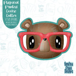 Cute Nerdy Bear cookie cutter with png images for edible ink printers including Eddie