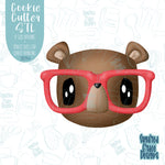 Cute Nerdy Bear cookie cutter stl file with png images for edible ink printers including Eddie