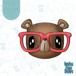 Cute Nerdy Bear cookie cutter stl file with png images for edible ink printers including Eddie