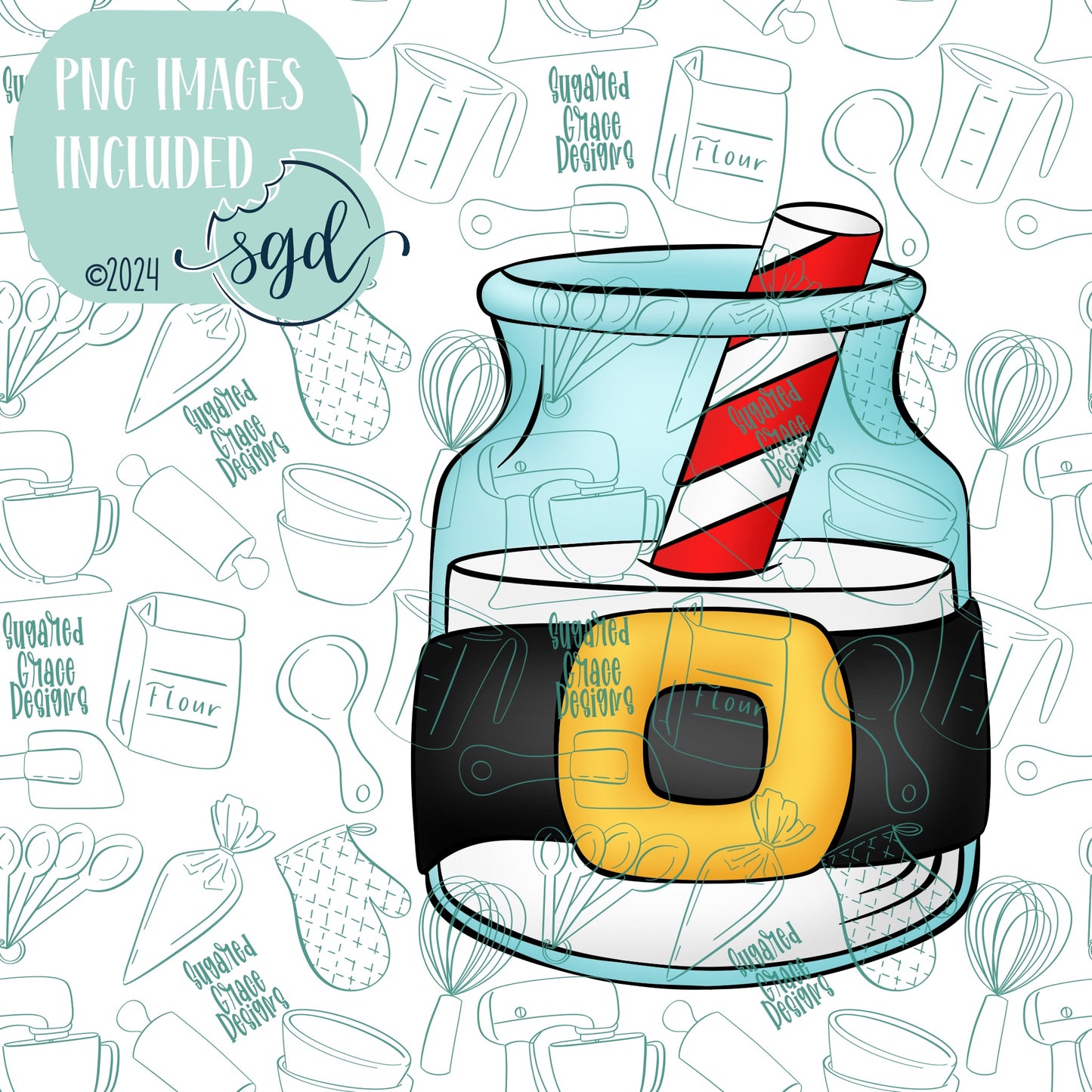 Santa's Milk with Belt Cookie Cutter STL Files with PNG Images to Match - For 3D Printing and Edible Ink Printers