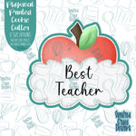 Best Teacher Appreciation Apple Plaque Cookie Cutter with Matching PNG Images for Edible Ink Printers Including Eddie