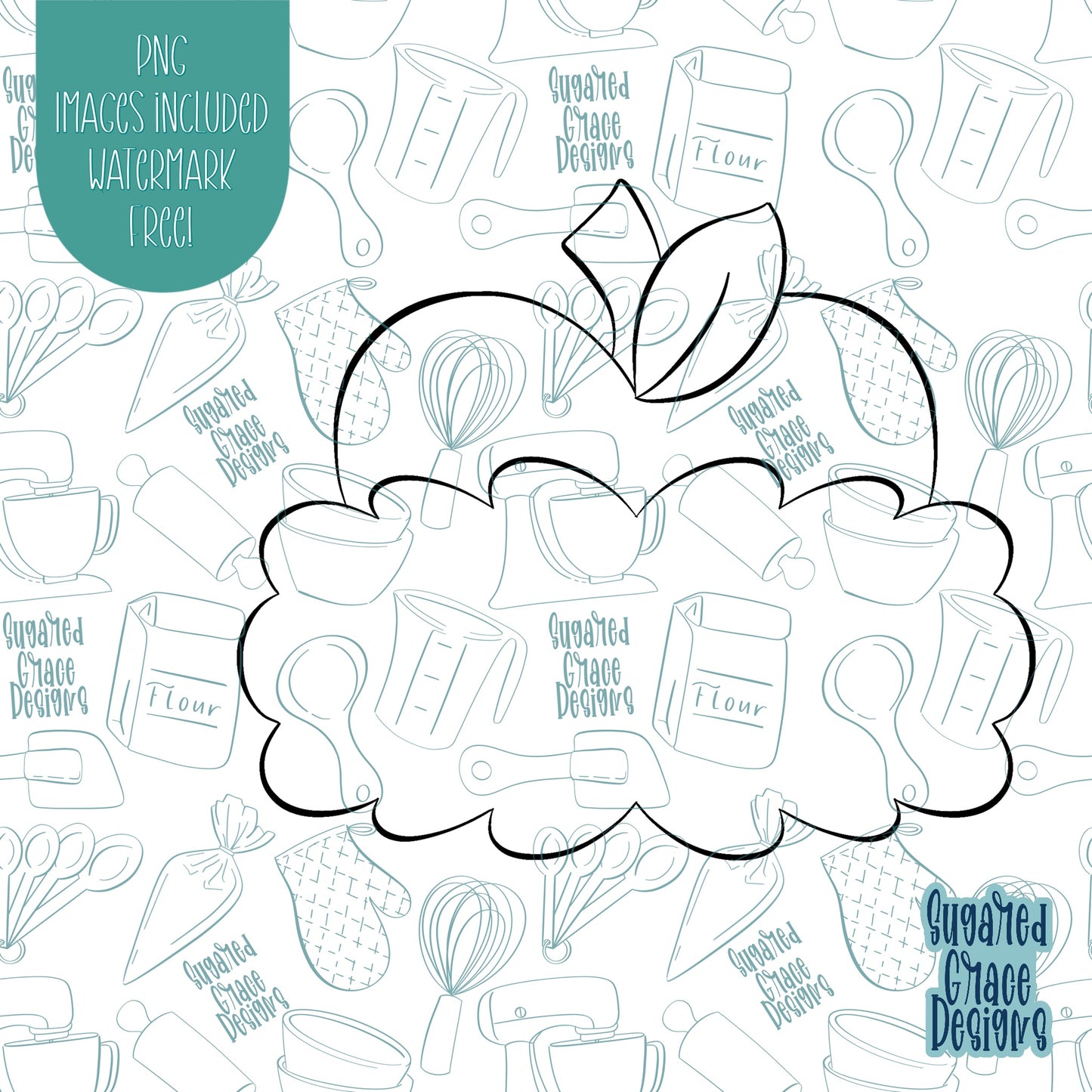 Best Teacher Appreciation Apple Plaque Cookie Cutter with Matching PNG Images for Edible Ink Printers Including Eddie