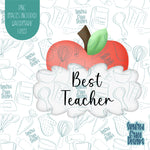 Best Teacher Appreciation Apple Plaque Cookie Cutter with Matching PNG Images for Edible Ink Printers Including Eddie