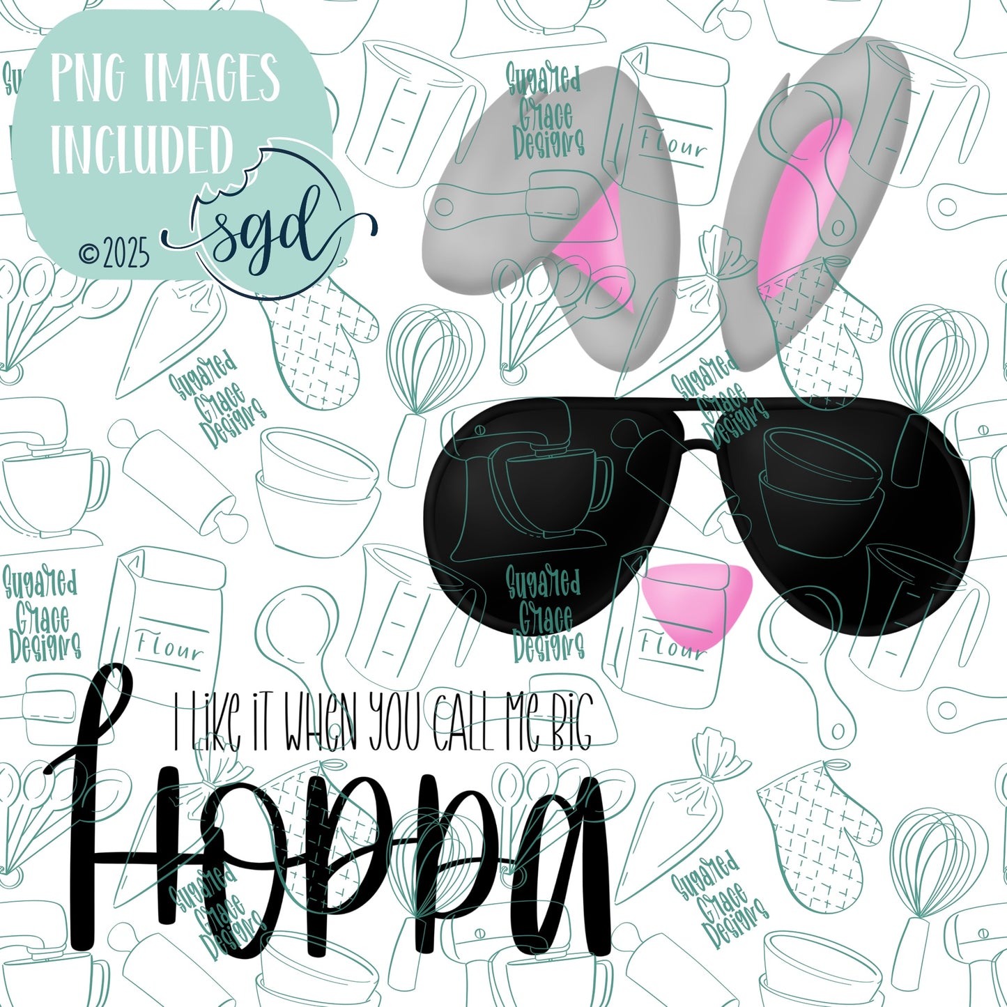 Big Hoppa Bunny Cookie Cutter STL File Set of 2 with PNG Images to Match - For 3D Printing and Edible Ink Printers