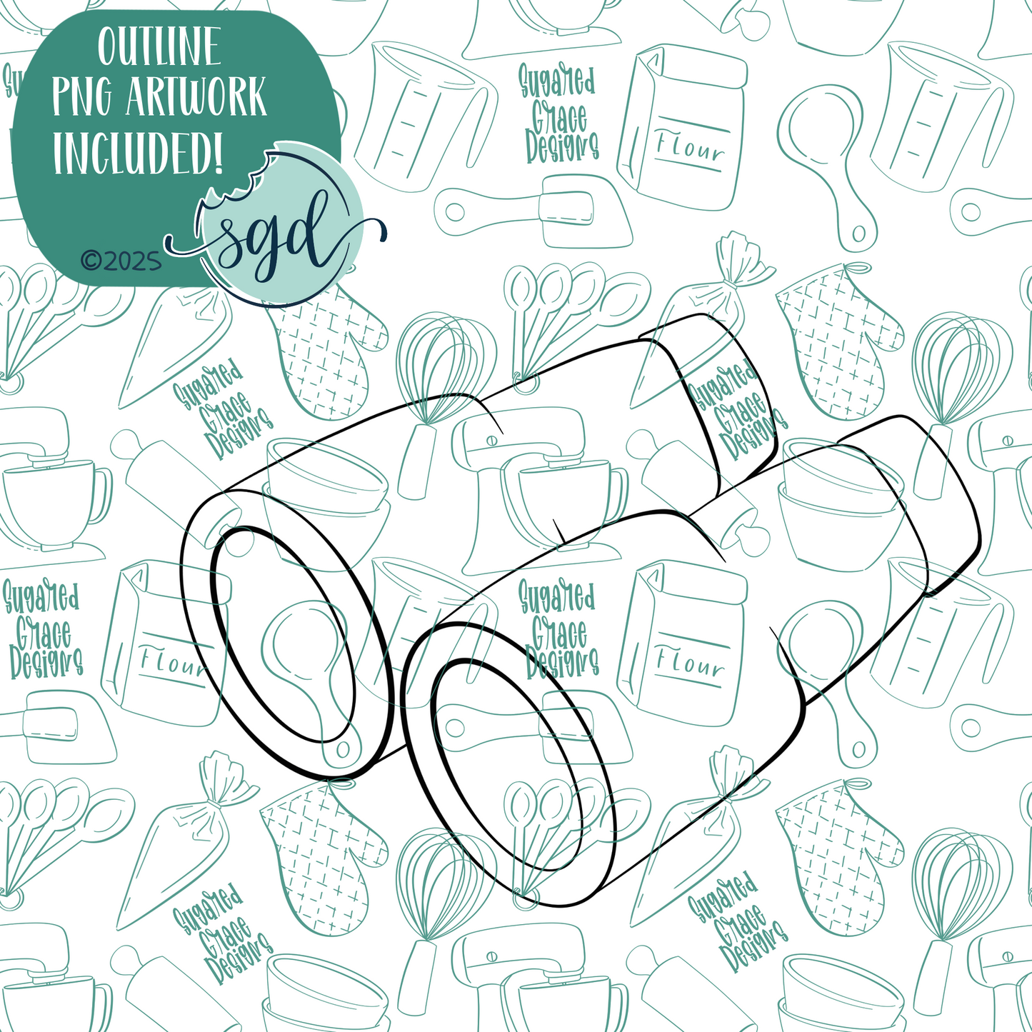 Binoculars Cookie Cutter with PNG Images to Match - Hand Drawn Graphics for Edible Ink Printers