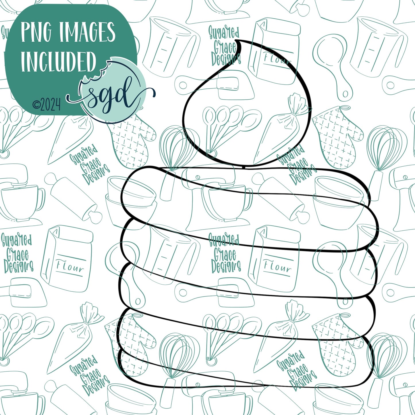 Birthday Candle Cookie Cutter with PNG Images to Match - Hand Drawn Graphics for Edible Ink Printers