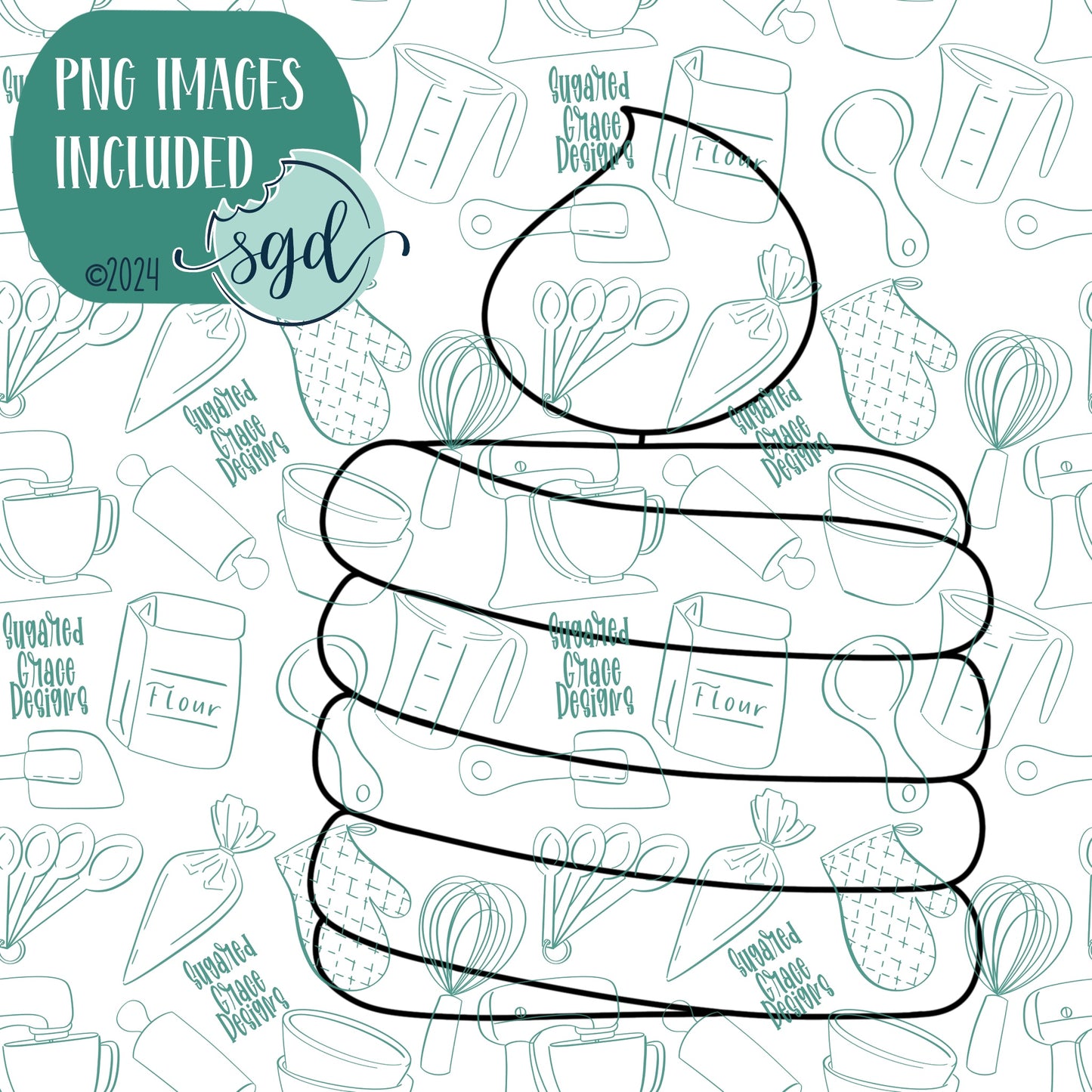 Birthday Candle Cookie Cutter with PNG Images to Match - Hand Drawn Graphics for Edible Ink Printers