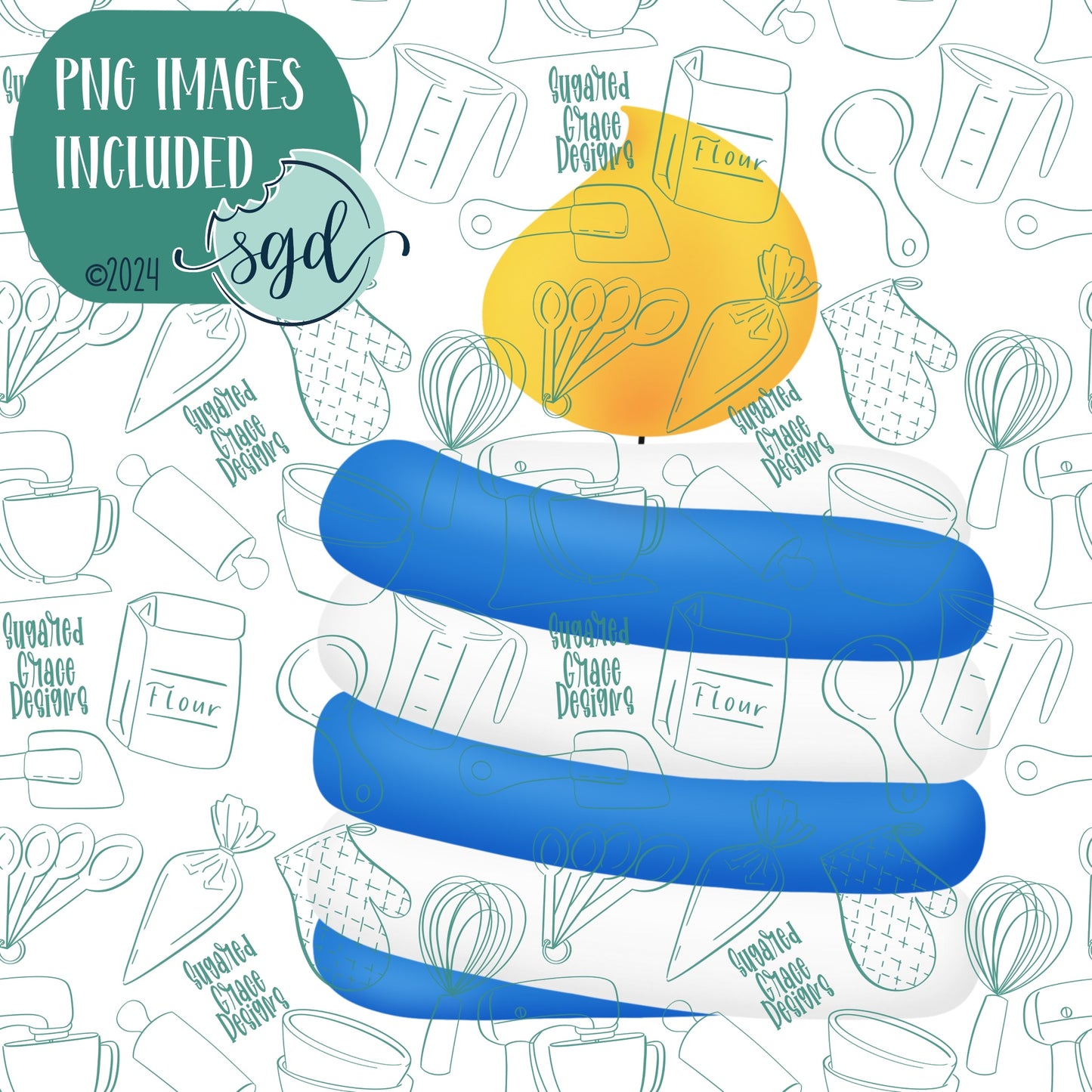 Birthday Candle Cookie Cutter with PNG Images to Match - Hand Drawn Graphics for Edible Ink Printers