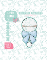 Baby Rattle with Bow Cookie Cutter STL File with PNG Images to Match - For 3D Printing and Edible Ink Printers