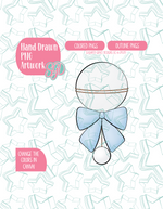 Baby Rattle PNG Image Set for Edible Ink Printers - Hand Drawn Editable Graphics