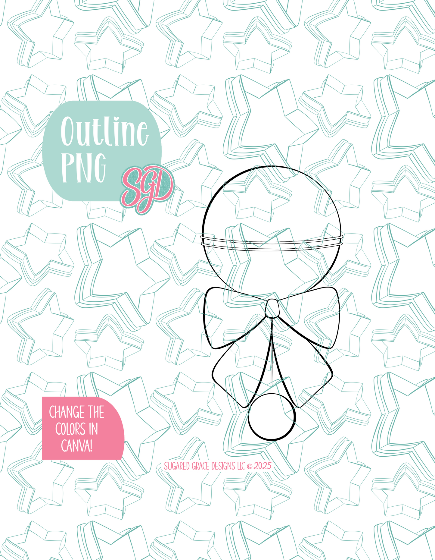 Baby Rattle with Bow Cookie Cutter STL File with PNG Images to Match - For 3D Printing and Edible Ink Printers