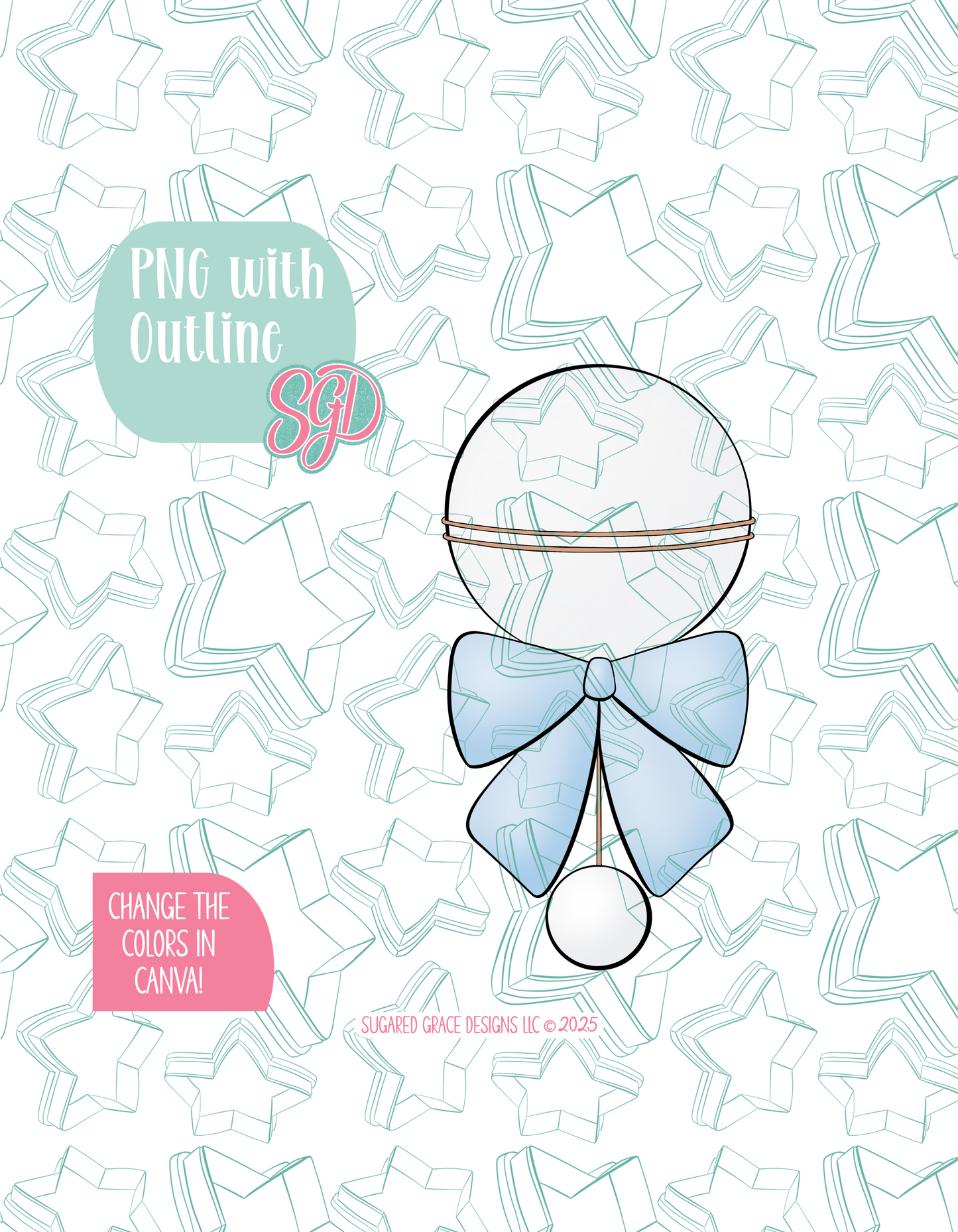 Baby Rattle with Bow Cookie Cutter STL File with PNG Images to Match - For 3D Printing and Edible Ink Printers
