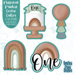 Boho first birthday cookie cutter set with png images for edible printers including Eddie