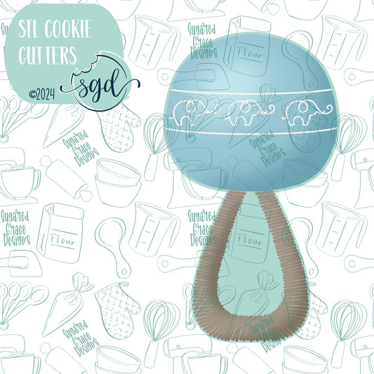 Blue Boho Baby Rattle Cookie Cutter STL Files for 3D Printing with Matching Printable PNG Images for Edible Ink Printers Including Eddie