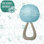 Blue Boho Rattle Cookie Cutter with Matching PNG Images for Edible Ink Printers Including Eddie