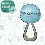 Blue Boho Rattle Cookie Cutter with Matching PNG Images for Edible Ink Printers Including Eddie