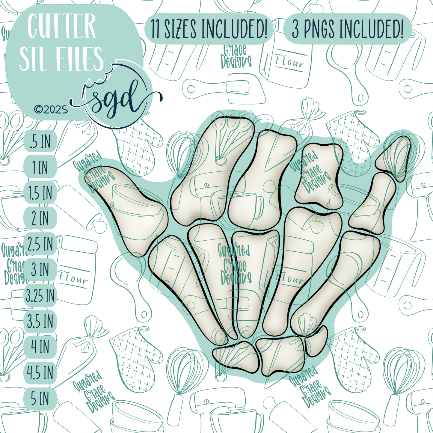 Rock On Carpal Hand Cookie Cutter STL File with PNG Images to Match - For 3D Printing and Edible Ink Printers (Copy)
