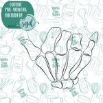 Rock On Bone Hand Cookie Cutter with PNG Images to Match - Hand Drawn Graphics for Edible Ink Printers
