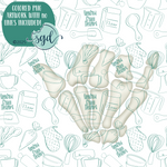 Rock On Bone Hand Cookie Cutter with PNG Images to Match - Hand Drawn Graphics for Edible Ink Printers