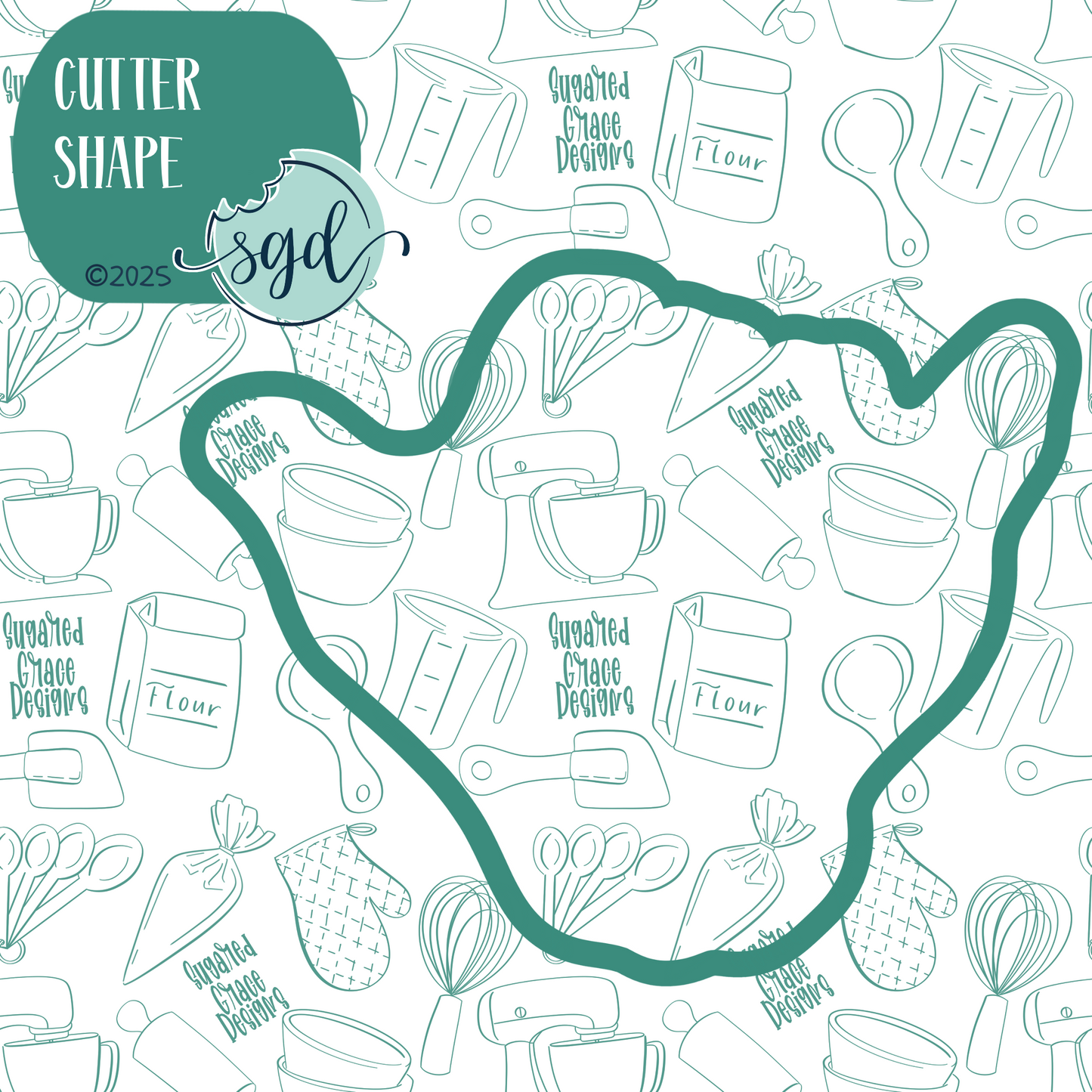Rock On Bone Hand Cookie Cutter with PNG Images to Match - Hand Drawn Graphics for Edible Ink Printers