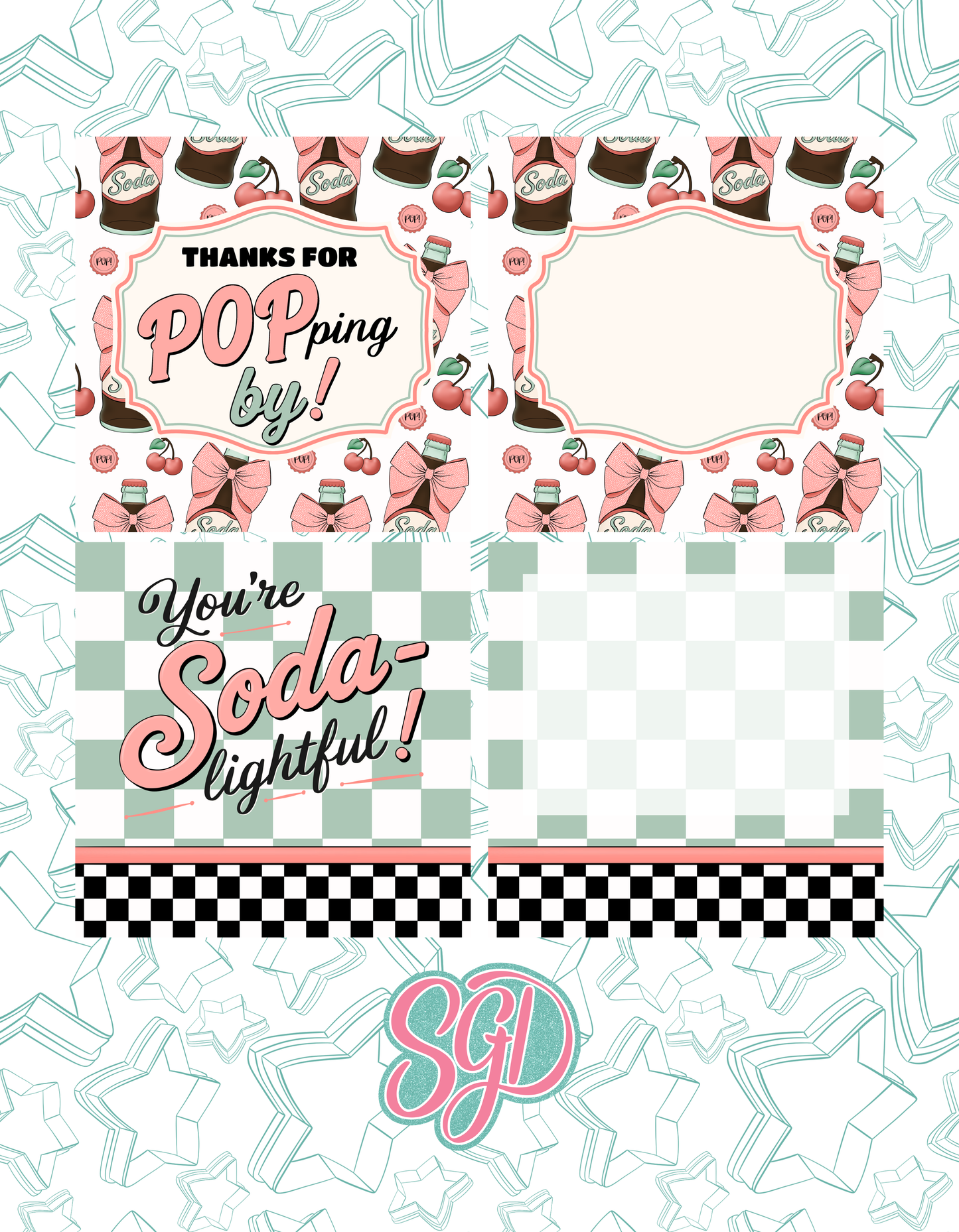 Ready To Pop Diner - 4 Cookie Cutter STL designs, 2 Cookie Tags, & 2 Printable Patterns - 8/26 Monthly Batch