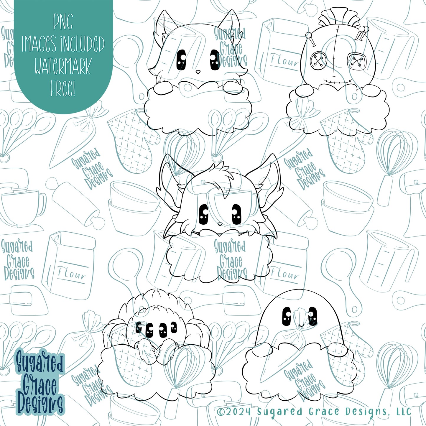 Halloween Boo Plaque Cookie Cutter Set of 6 with Matching Printable PNG Images for Edible Ink Partners Including Eddie