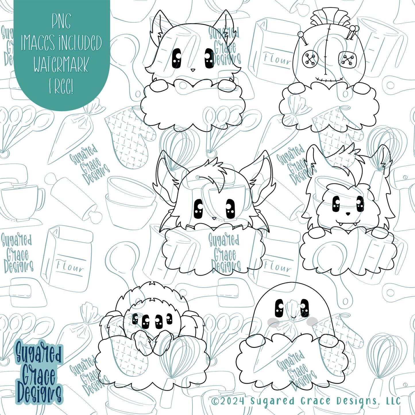 Halloween Boo Plaque Cookie Cutter Set of 6 with Matching Printable PNG Images for Edible Ink Partners Including Eddie