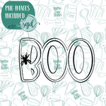 Boo Word Plaque Cookie Cutter with PNG Images to Match - Hand Drawn Graphics for Edible Ink Printers