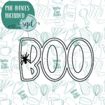 Boo Word Plaque Cookie Cutter with PNG Images to Match - Hand Drawn Graphics for Edible Ink Printers