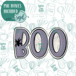 Boo Word Plaque Cookie Cutter with PNG Images to Match - Hand Drawn Graphics for Edible Ink Printers