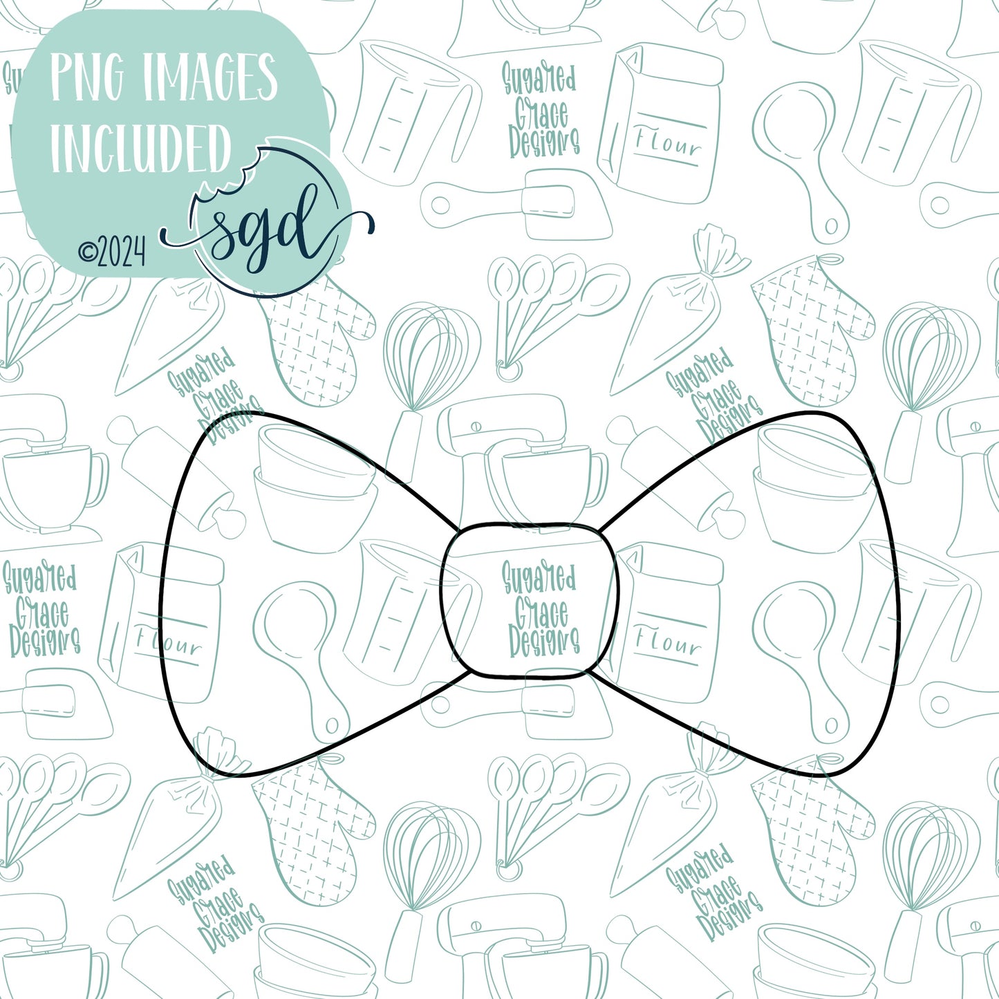 Blue Bow Tie Cookie Cutter STL Files for 3D Printing with Matching Printable PNG Images for Edible Ink Printers Including Eddie
