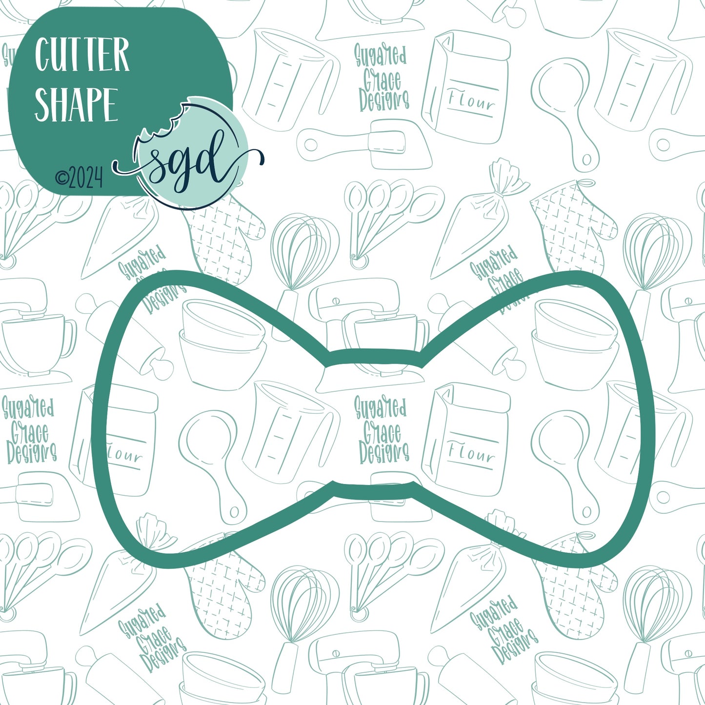 Blue Bow Tie Cookie Cutter with Matching PNG Images for Edible Ink Prints Including Eddie