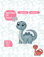 Brachiosaurus Dinosaur PNG Image Set for Edible Ink Printers - Hand Drawn Editable Graphic