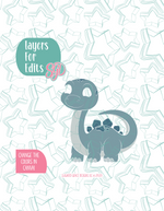 Blue Brachiosaurus Dinosaur Cookie Cutter with PNG Images to Match - Hand Drawn Graphics for Edible Ink Printers