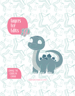 Brachiosaurus Dinosaur PNG Image Set for Edible Ink Printers - Hand Drawn Editable Graphic